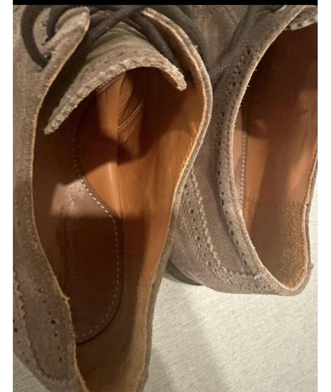 SANTONI Коричневые замшевые ботинки, фото 4