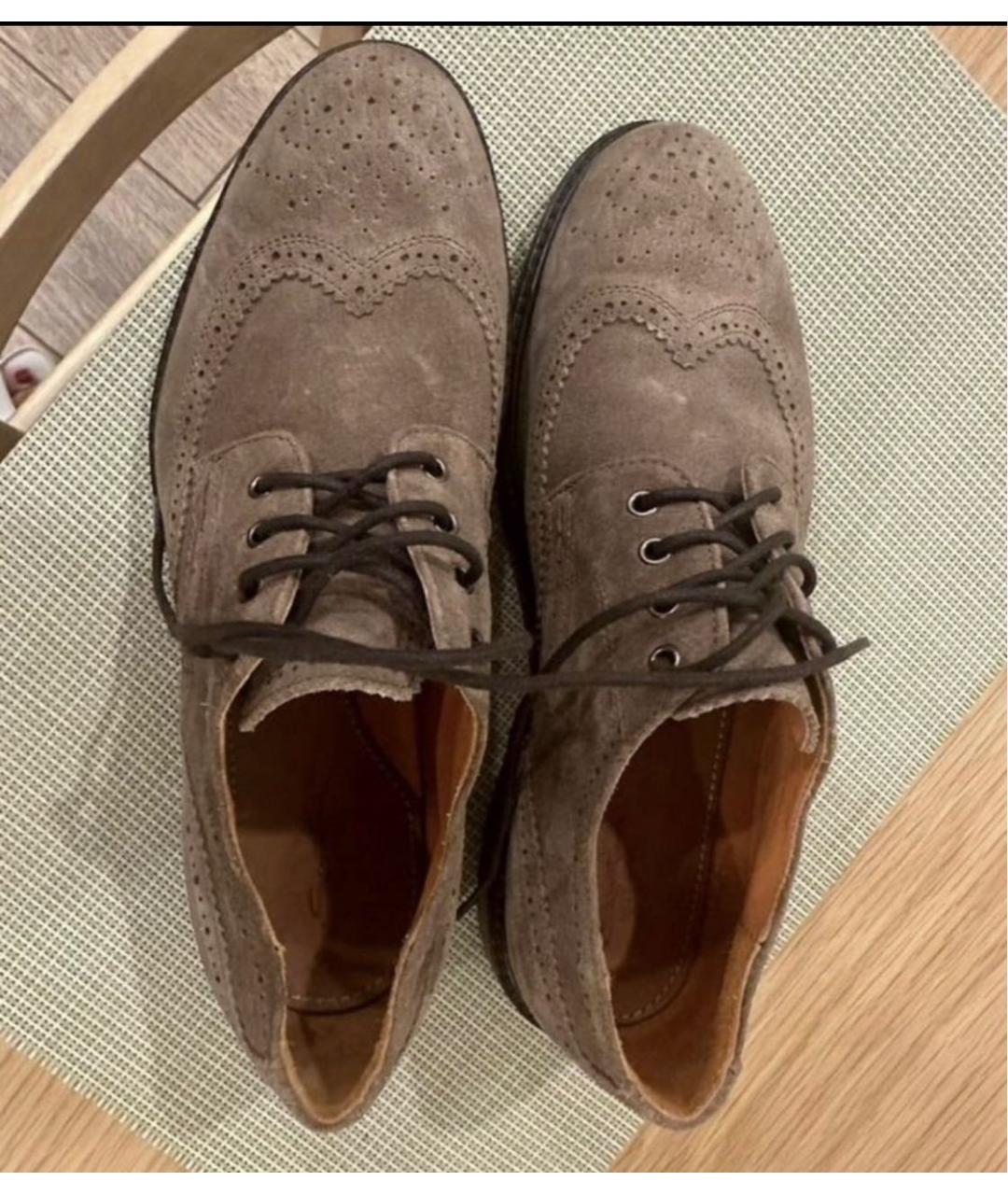 SANTONI Коричневые замшевые ботинки, фото 5