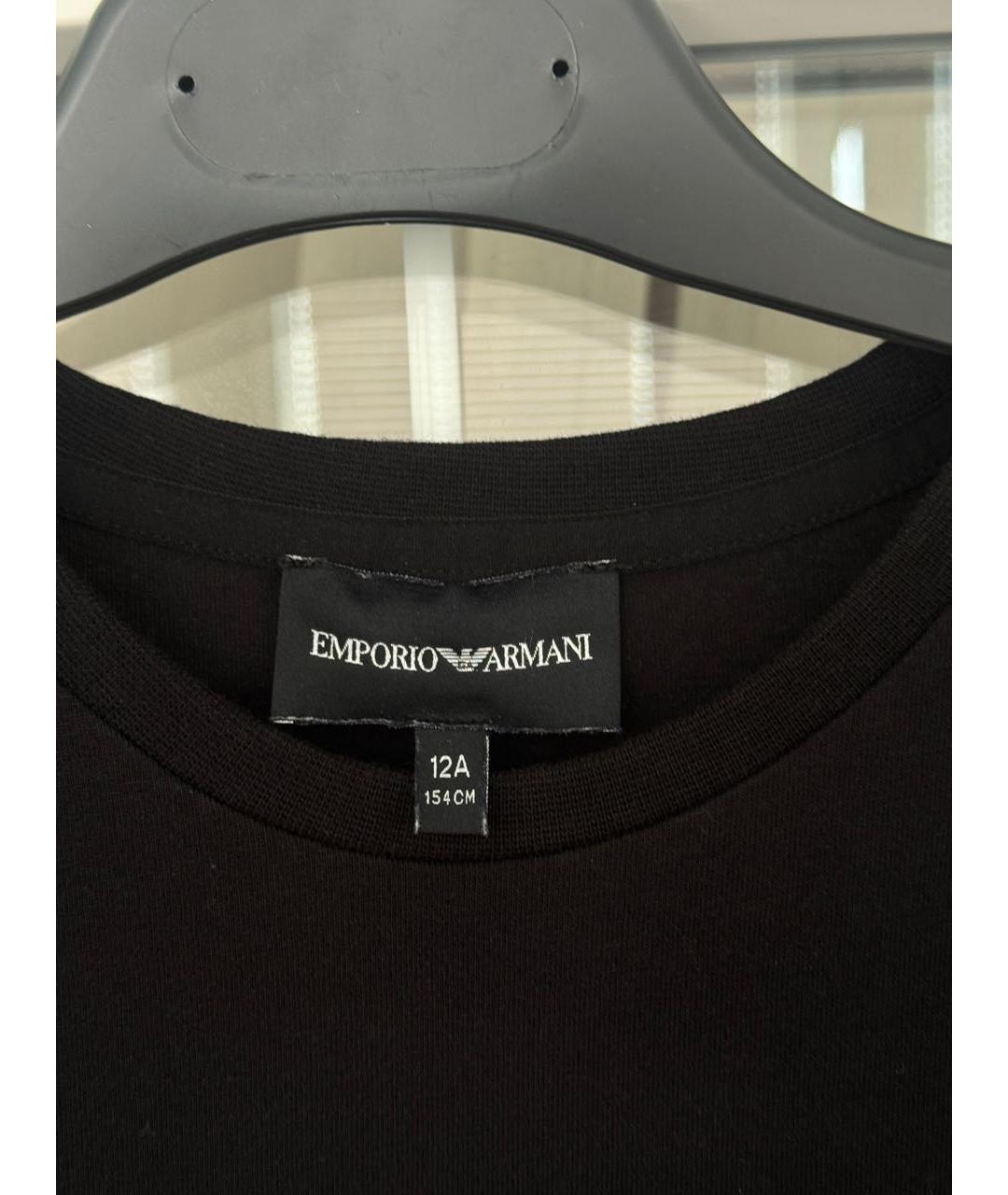 EMPORIO ARMANI Черный хлопковый детская футболка / топ, фото 3