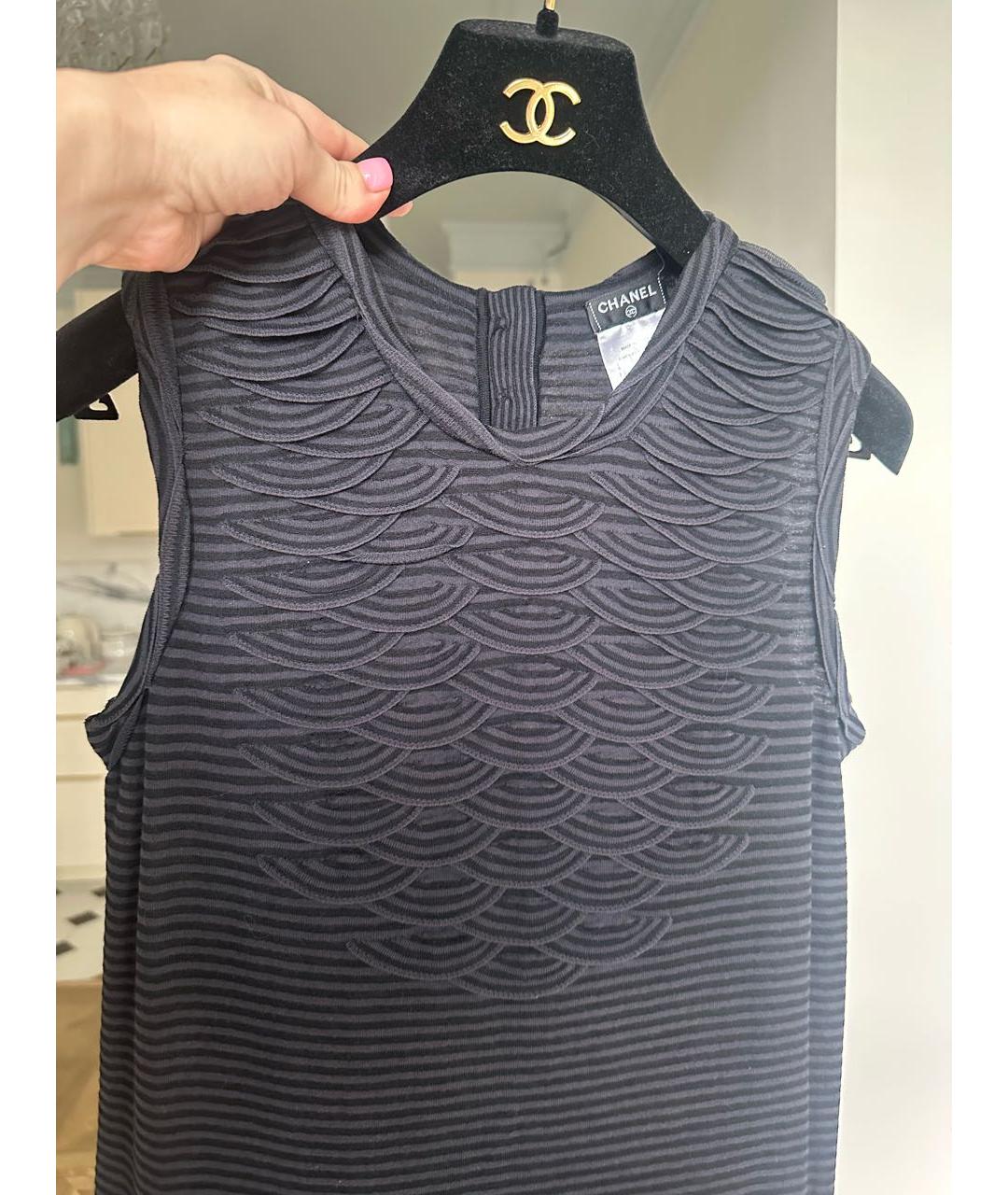 CHANEL Антрацитовое хлопковое коктейльное платье, фото 4