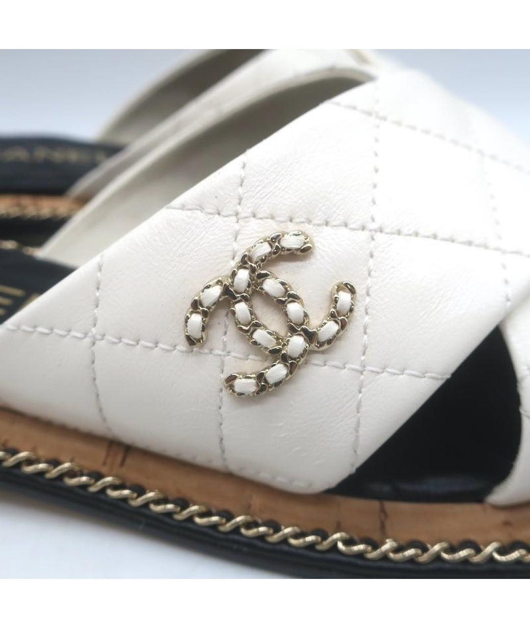 CHANEL Белые кожаные сандалии, фото 8