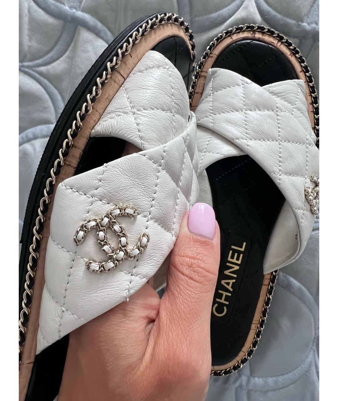 CHANEL Белые кожаные сандалии, фото 5