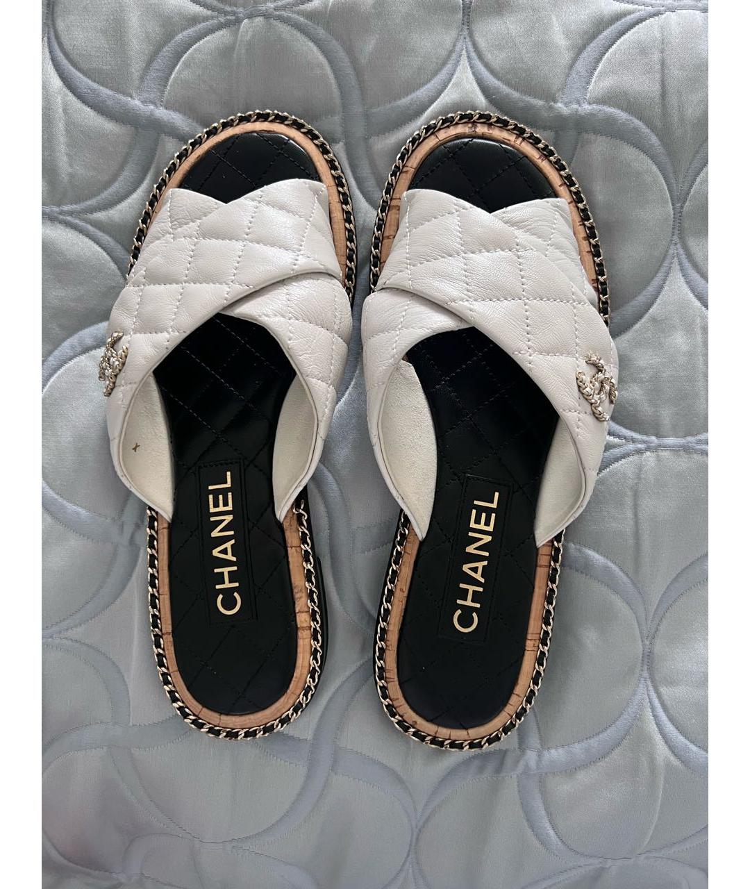 CHANEL Белые кожаные сандалии, фото 3