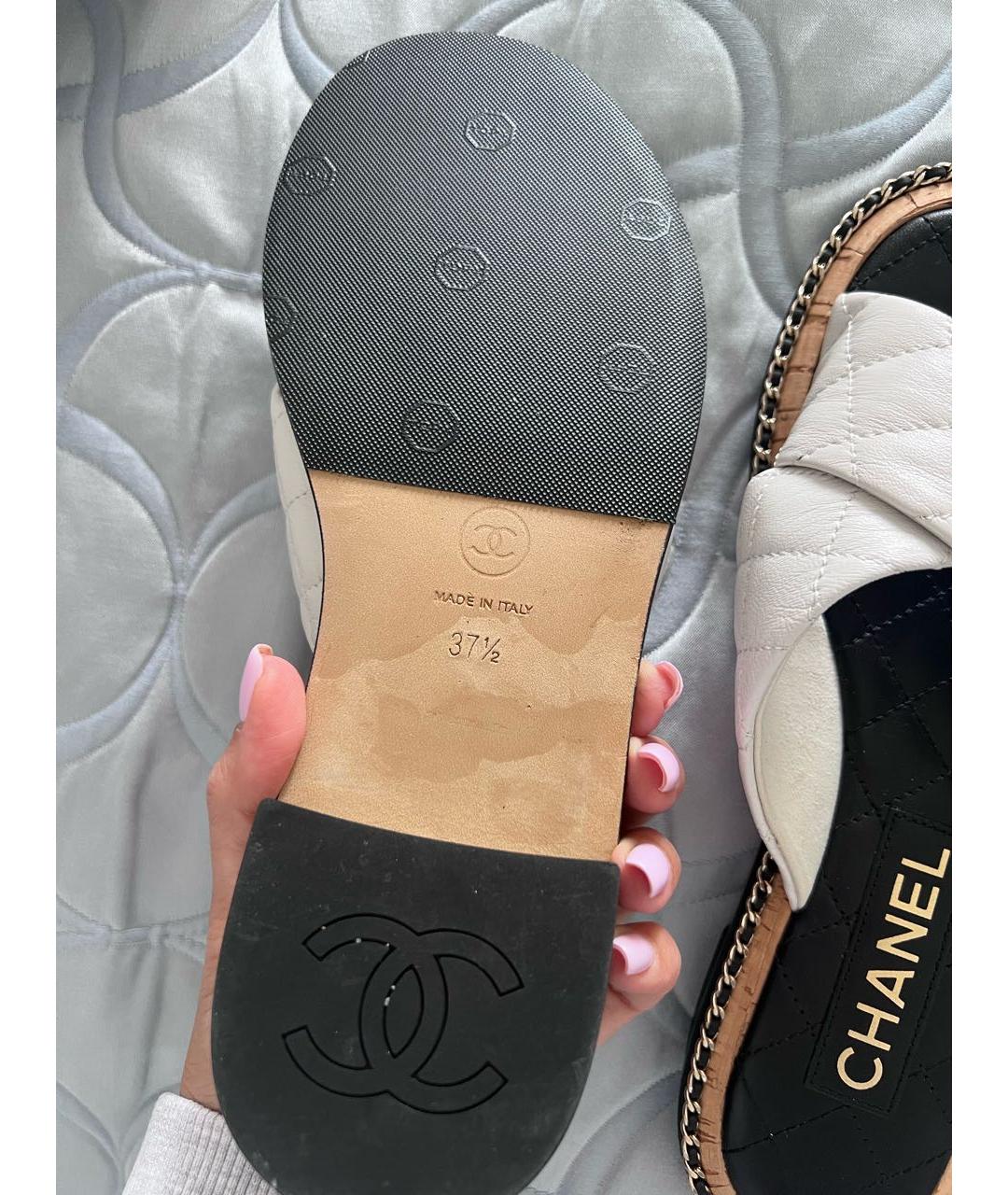 CHANEL Белые кожаные сандалии, фото 6