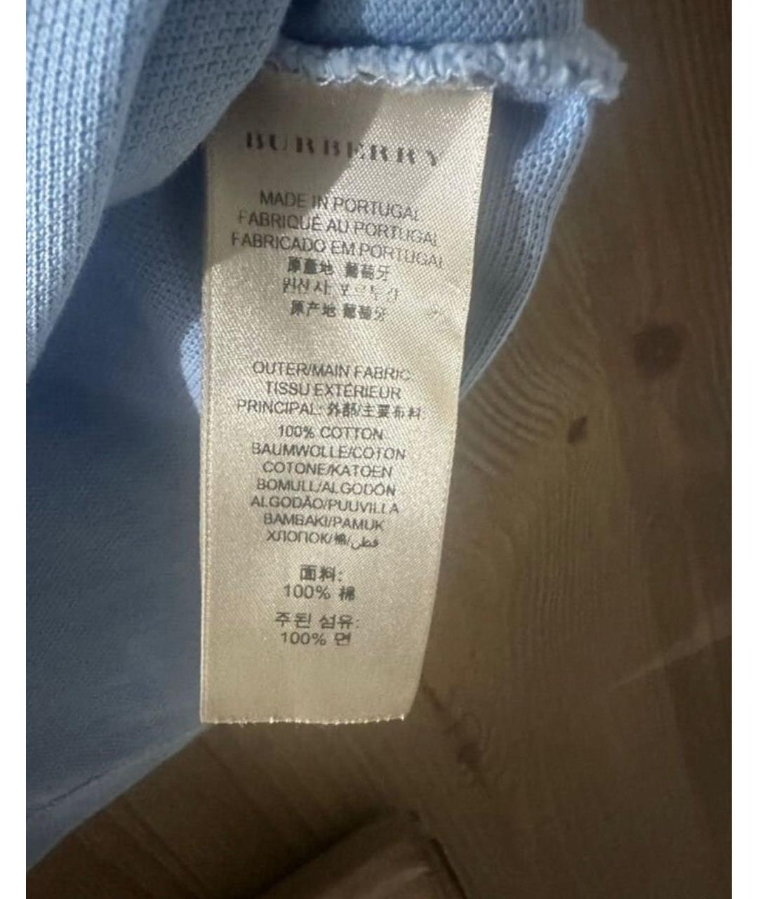 BURBERRY Голубая хлопковая детская футболка, фото 4