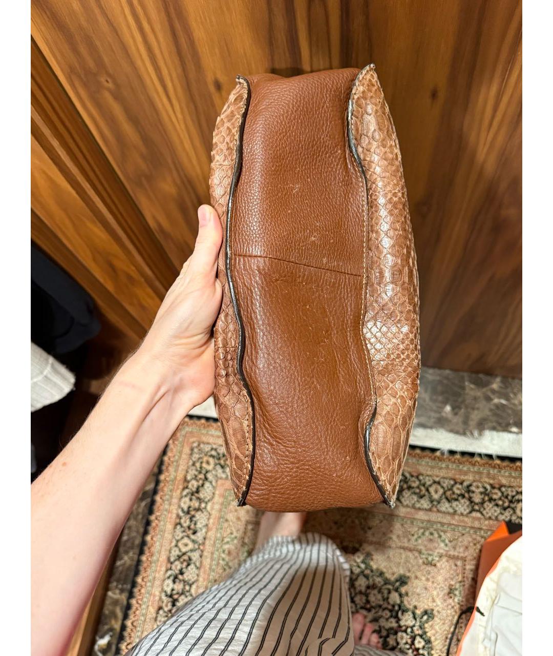 CHLOE Коричневая сумка через плечо из кожи питона, фото 5