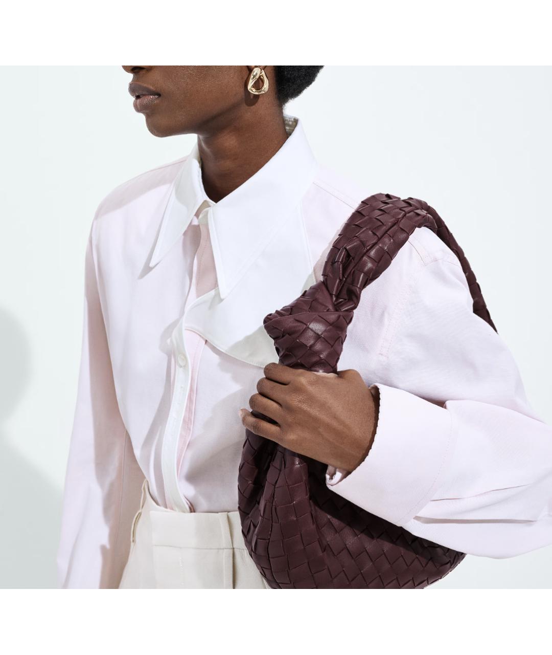 BOTTEGA VENETA Бордовая кожаная сумка с короткими ручками, фото 5