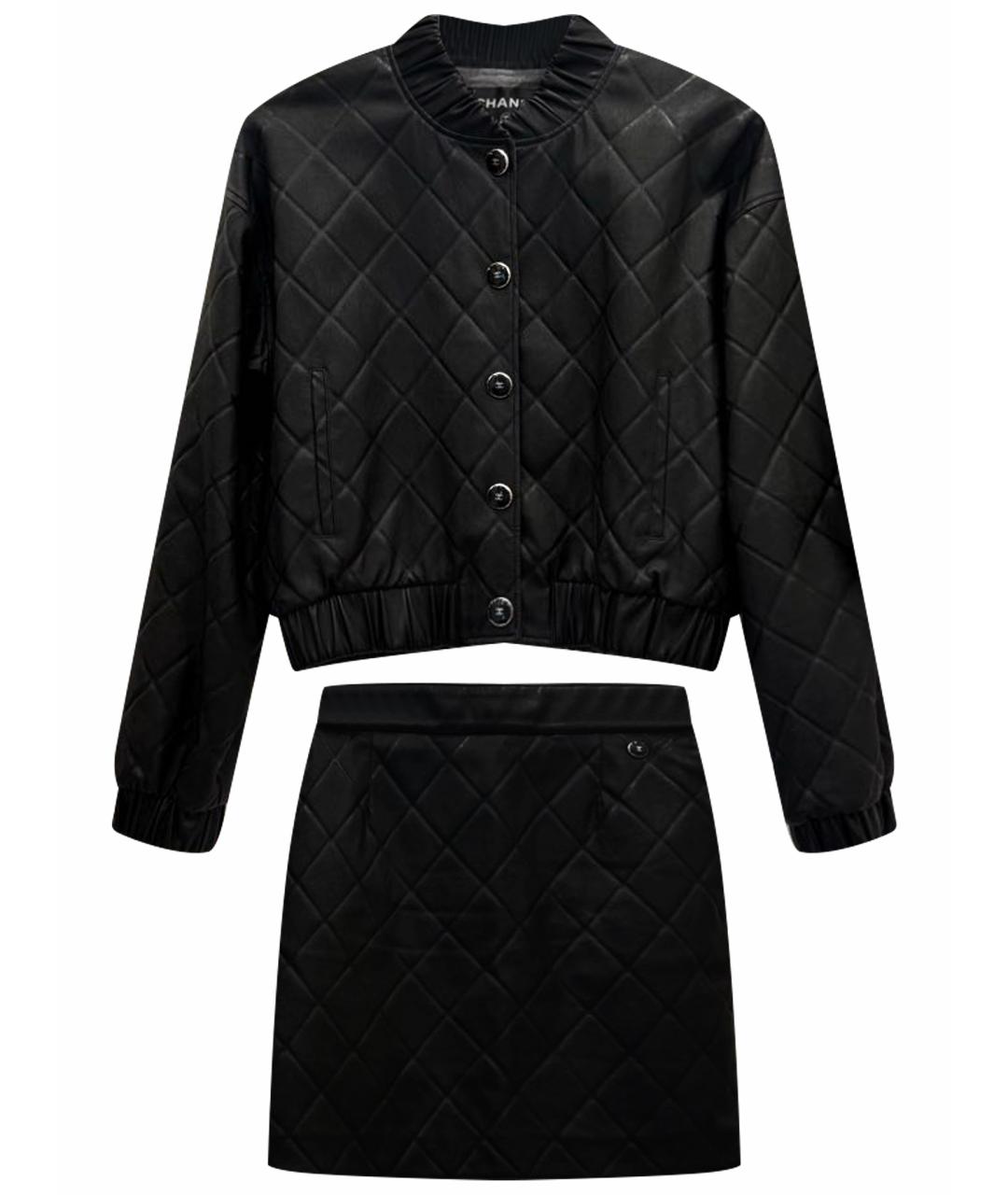CHANEL Черный кожаный костюм с юбками, фото 1