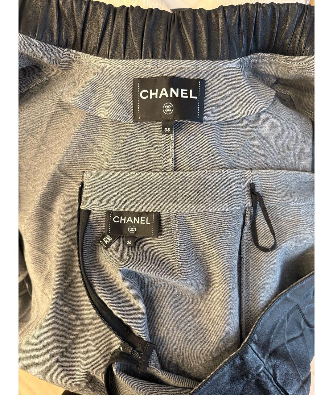 CHANEL Черный кожаный костюм с юбками, фото 3