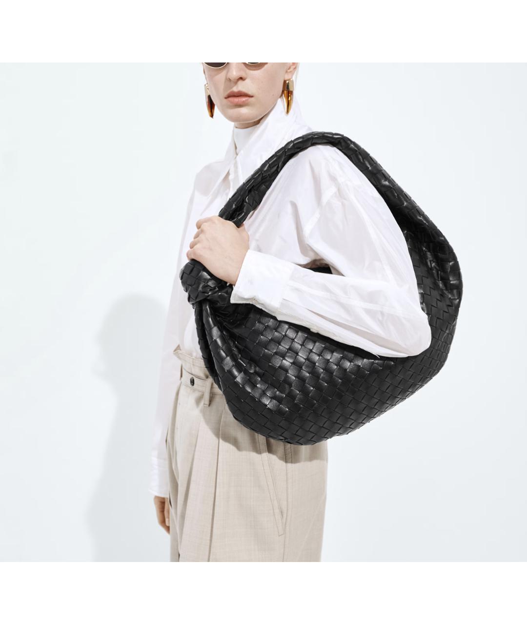 BOTTEGA VENETA Черная кожаная сумка с короткими ручками, фото 5