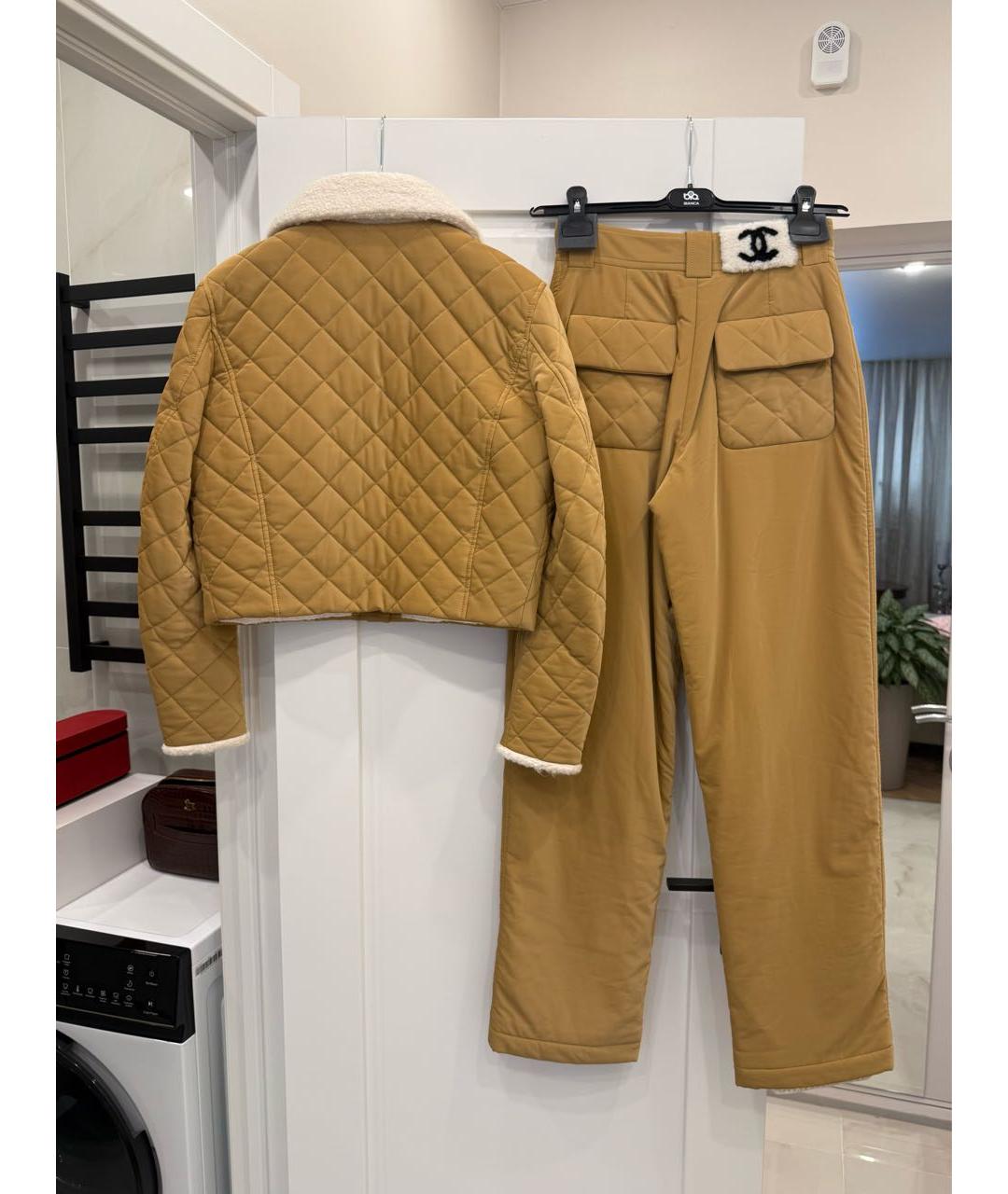 CHANEL Коричневый вискозный костюм с брюками, фото 2