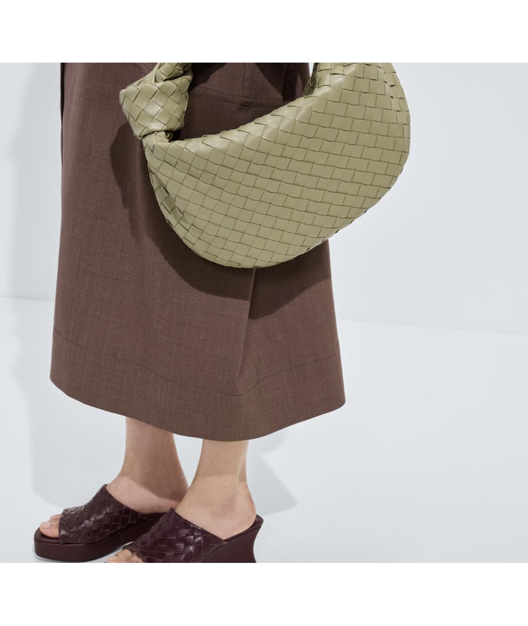 BOTTEGA VENETA Зеленая кожаная сумка с короткими ручками, фото 2