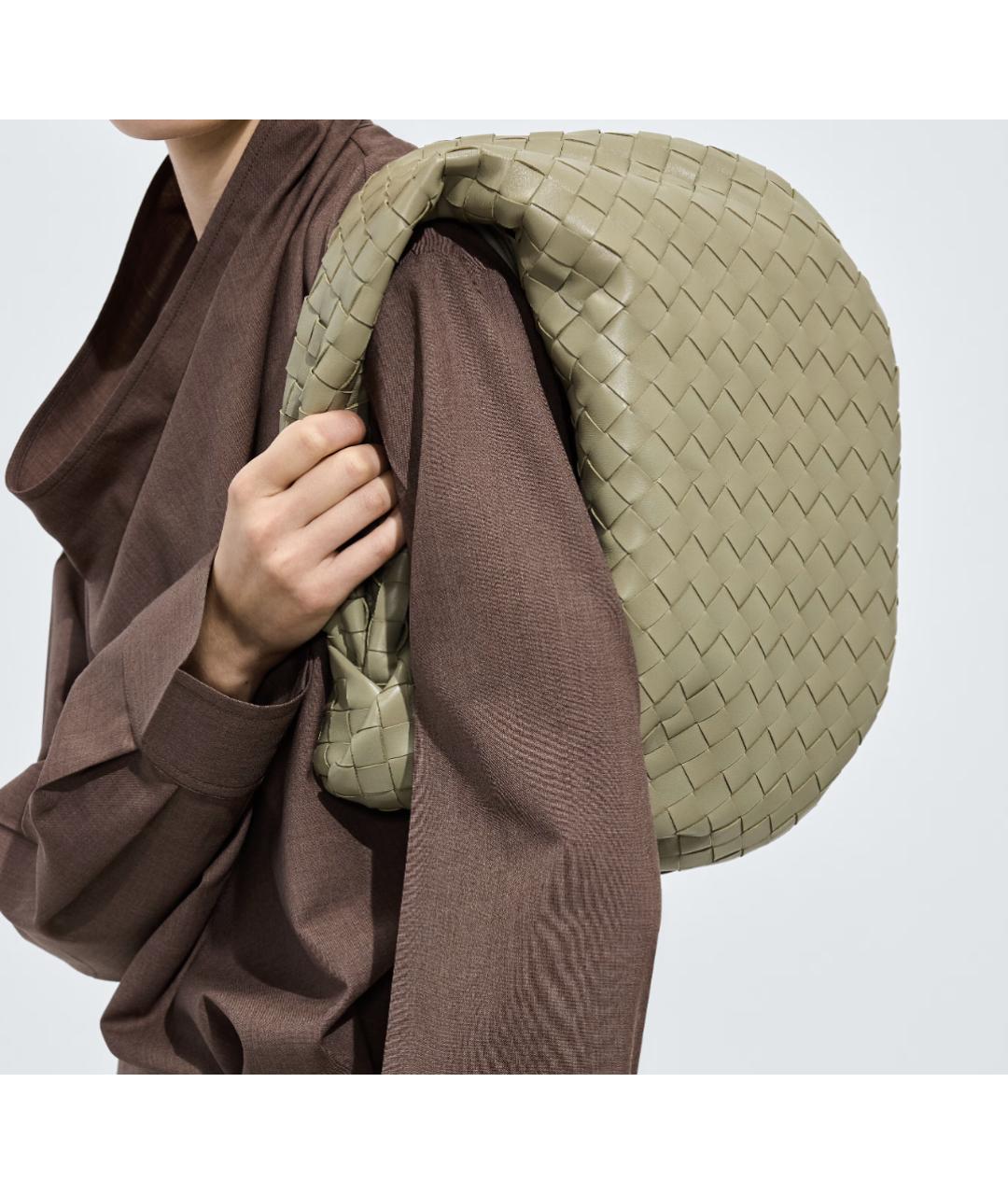 BOTTEGA VENETA Зеленая кожаная сумка с короткими ручками, фото 6