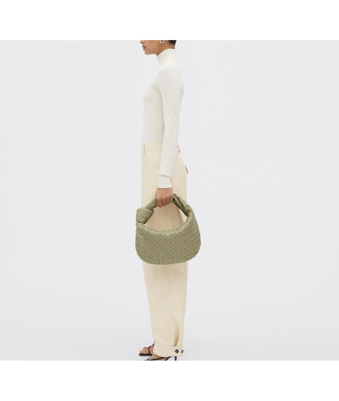 BOTTEGA VENETA Зеленая кожаная сумка с короткими ручками, фото 3