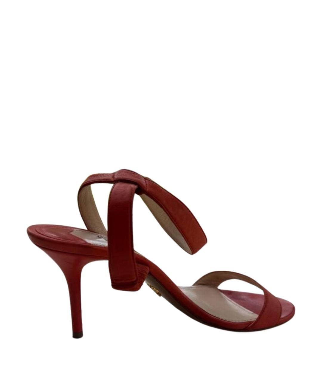 PRADA Коралловые кожаные босоножки, фото 1