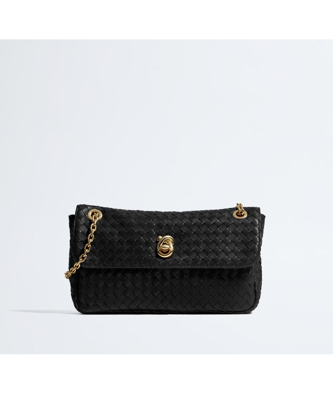 BOTTEGA VENETA Черная кожаная сумка через плечо, фото 8