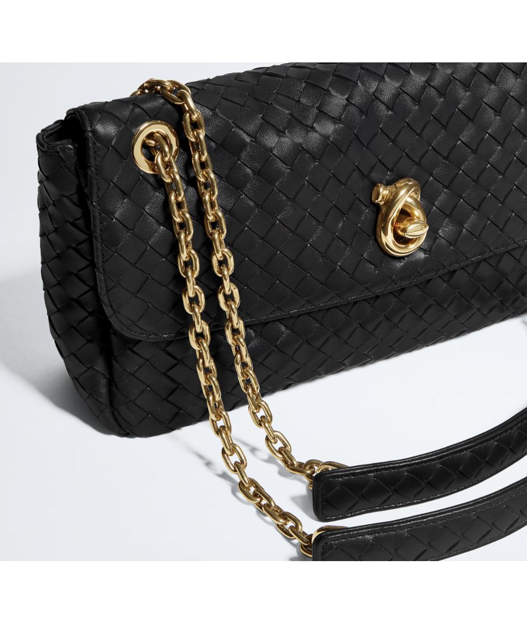 BOTTEGA VENETA Черная кожаная сумка через плечо, фото 2