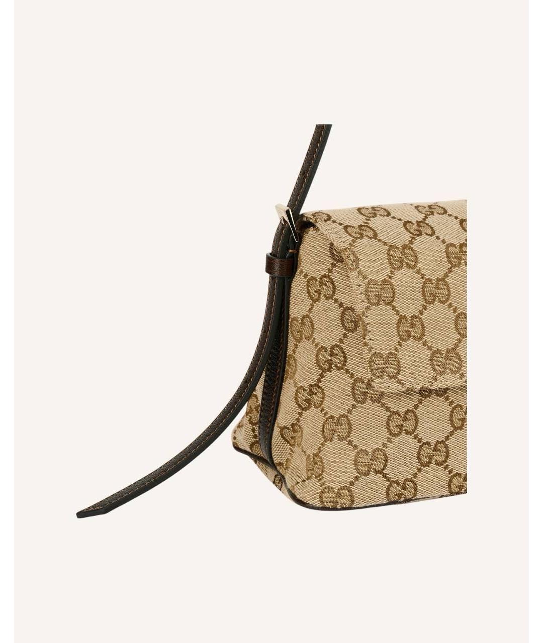 GUCCI Коричневая сумка через плечо из канвы, фото 5
