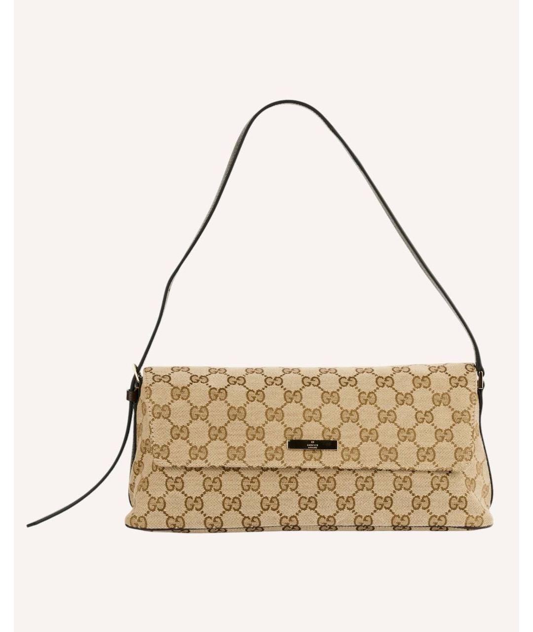 GUCCI Коричневая сумка через плечо из канвы, фото 7