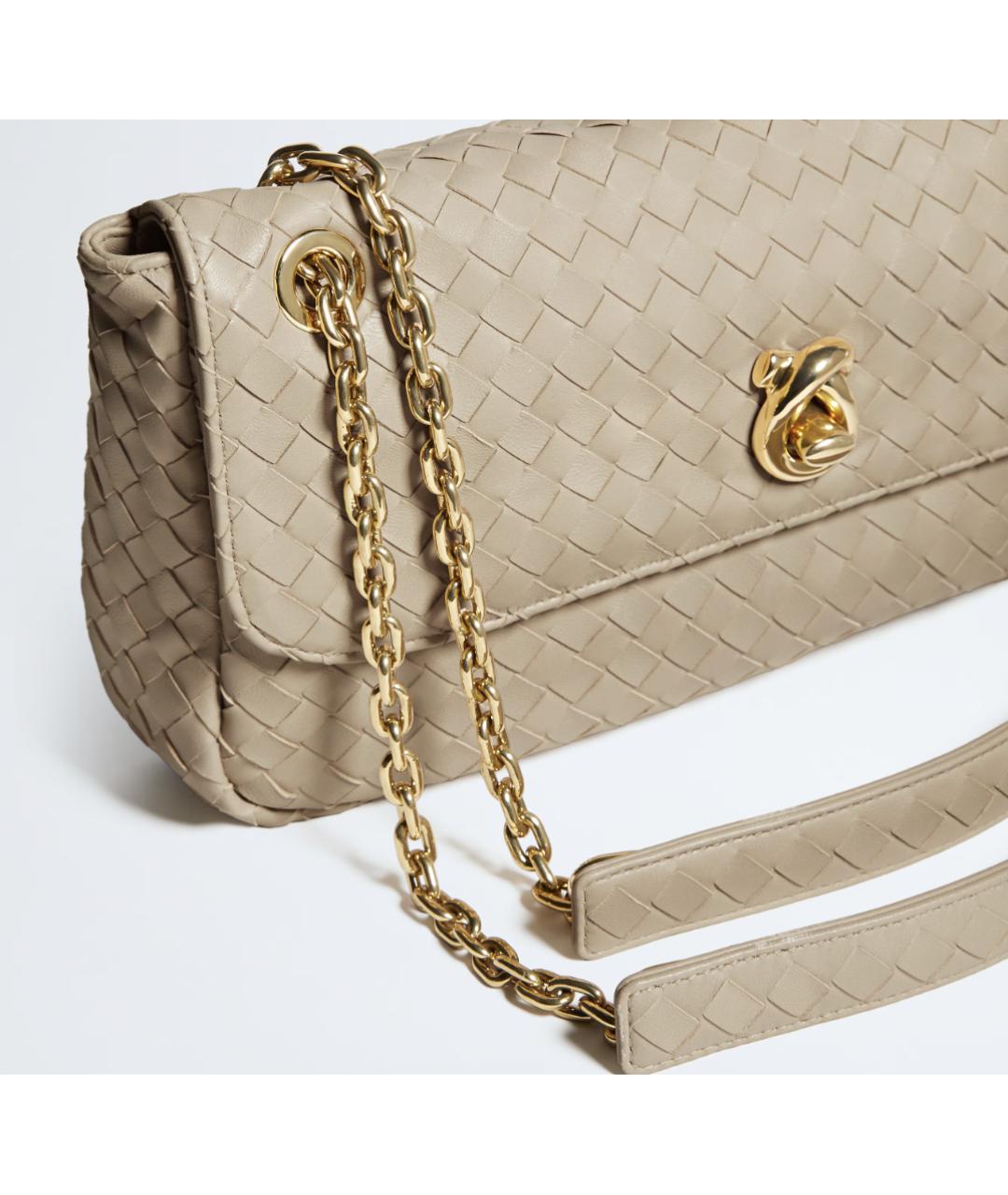 BOTTEGA VENETA Бежевая сумка через плечо из канвы, фото 2