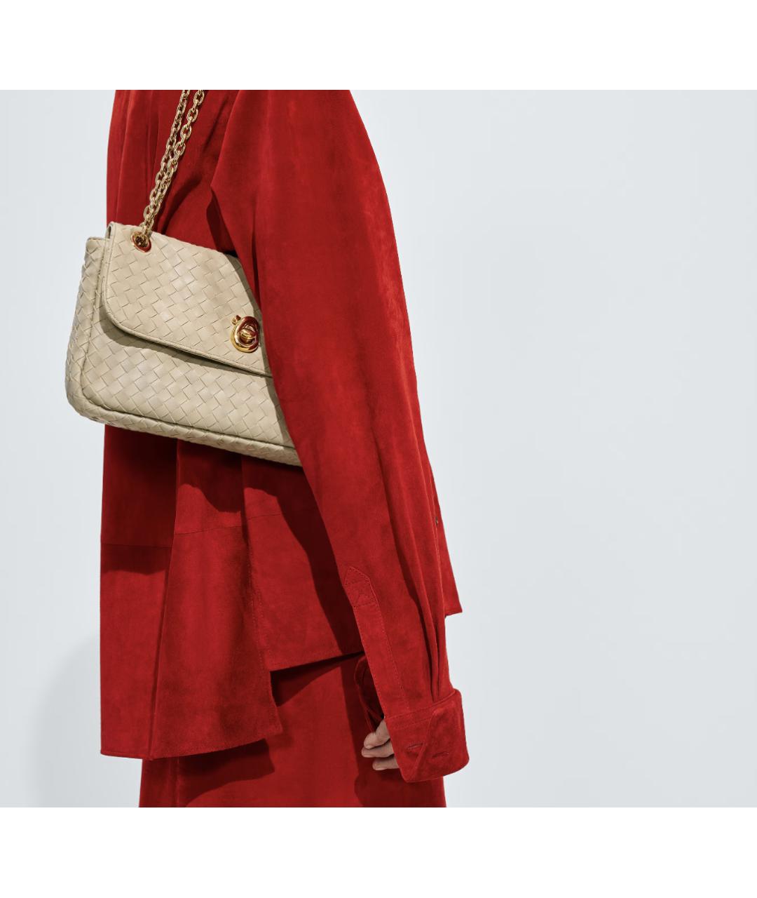 BOTTEGA VENETA Бежевая сумка через плечо из канвы, фото 7