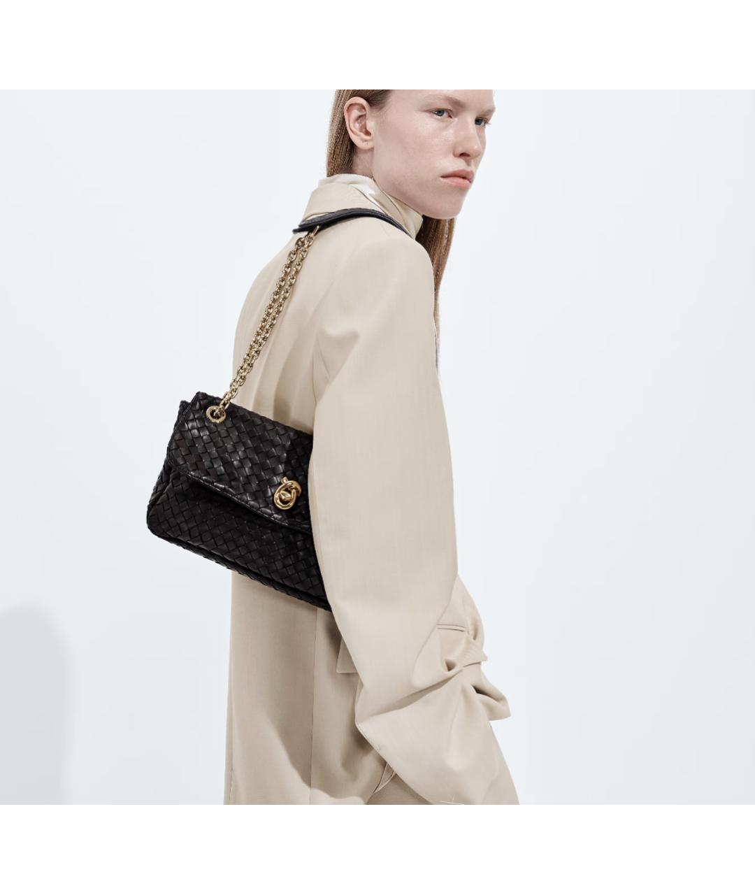 BOTTEGA VENETA Коричневая кожаная сумка через плечо, фото 7