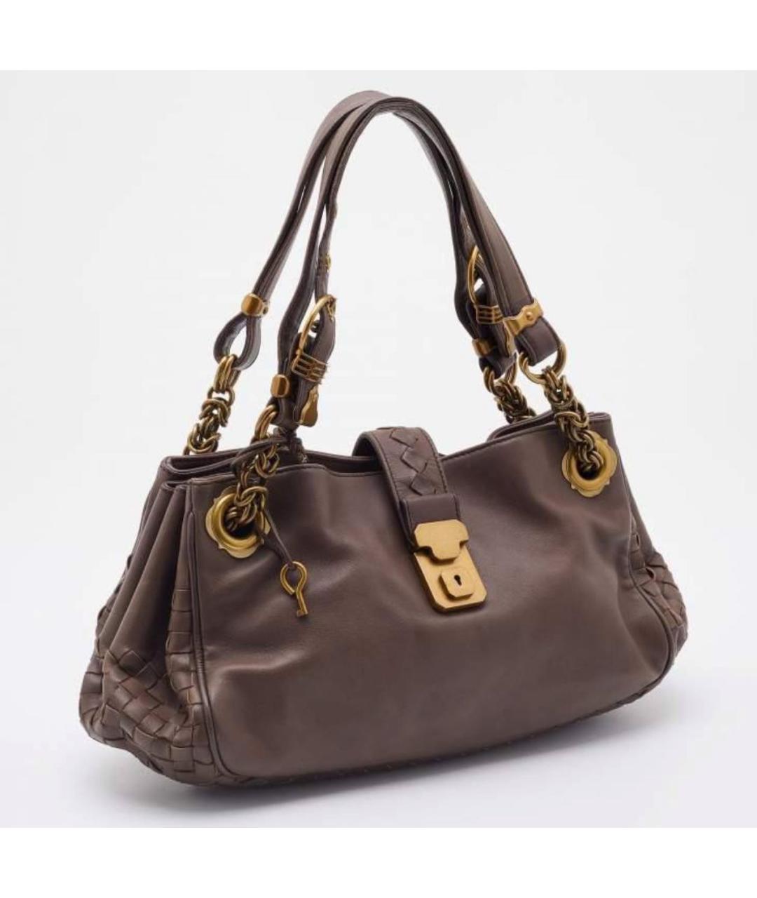 BOTTEGA VENETA Коричневая кожаная сумка с короткими ручками, фото 2