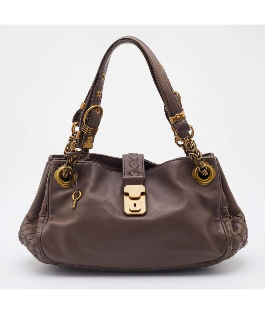 BOTTEGA VENETA Коричневая кожаная сумка с короткими ручками, фото 5
