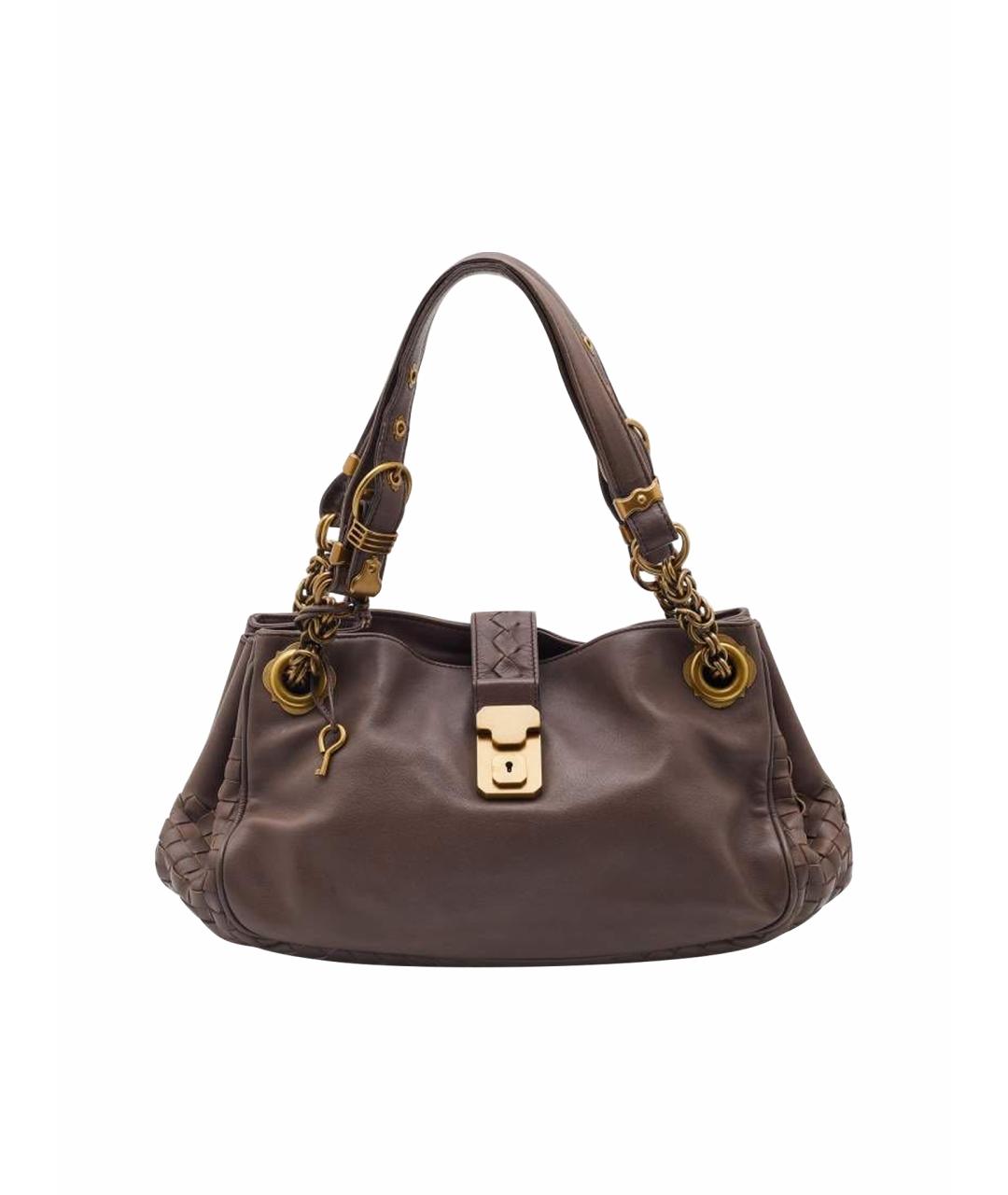 BOTTEGA VENETA Коричневая кожаная сумка с короткими ручками, фото 1