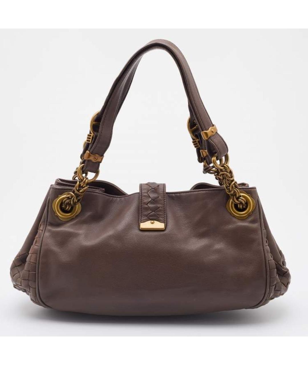BOTTEGA VENETA Коричневая кожаная сумка с короткими ручками, фото 3