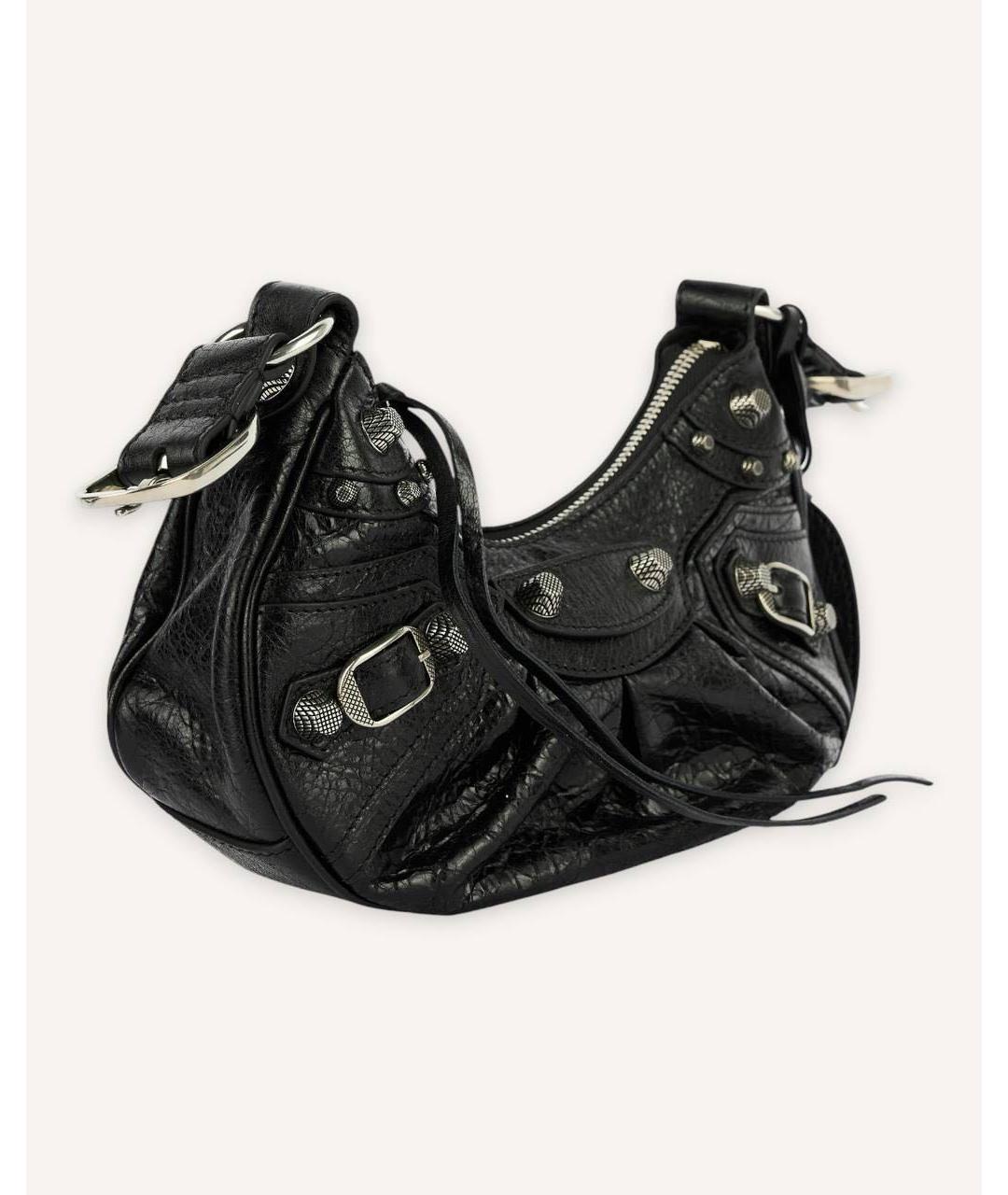 BALENCIAGA Черная кожаная сумка через плечо, фото 4
