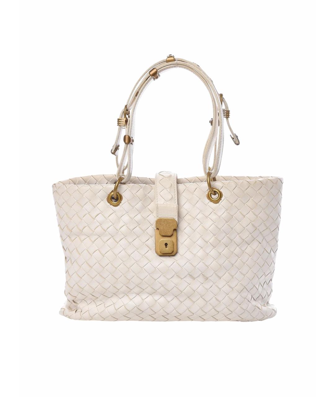 BOTTEGA VENETA Белая кожаная сумка тоут, фото 1
