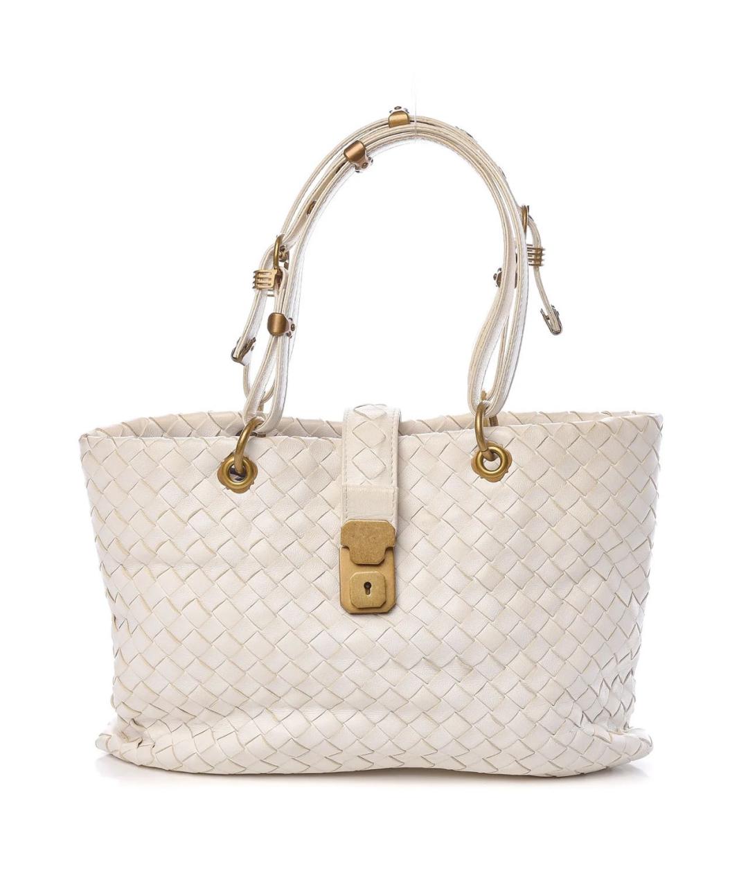 BOTTEGA VENETA Белая кожаная сумка тоут, фото 5