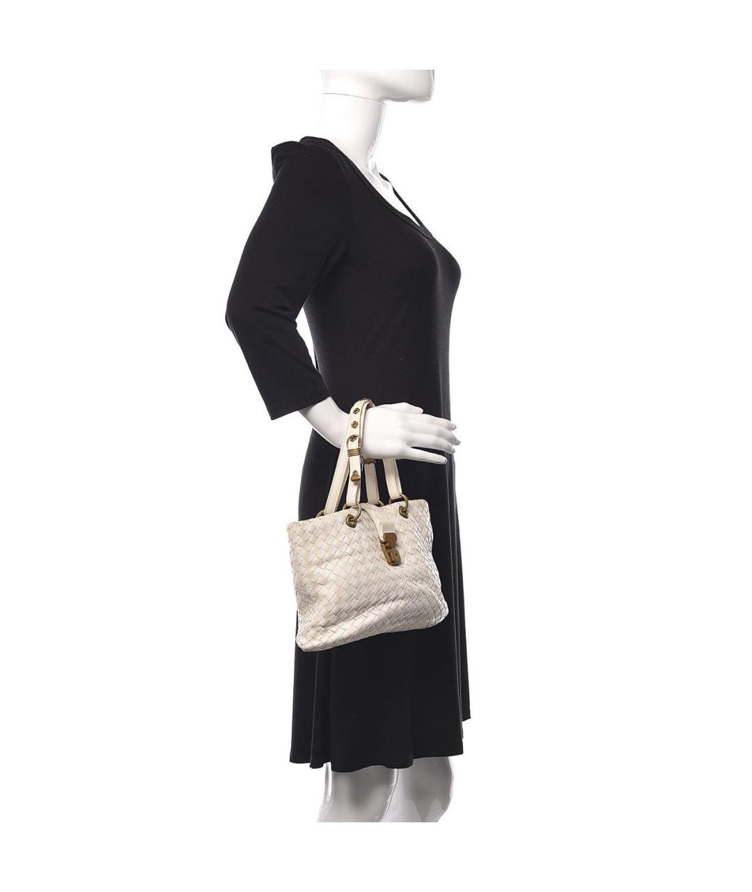 BOTTEGA VENETA Белая кожаная сумка тоут, фото 4