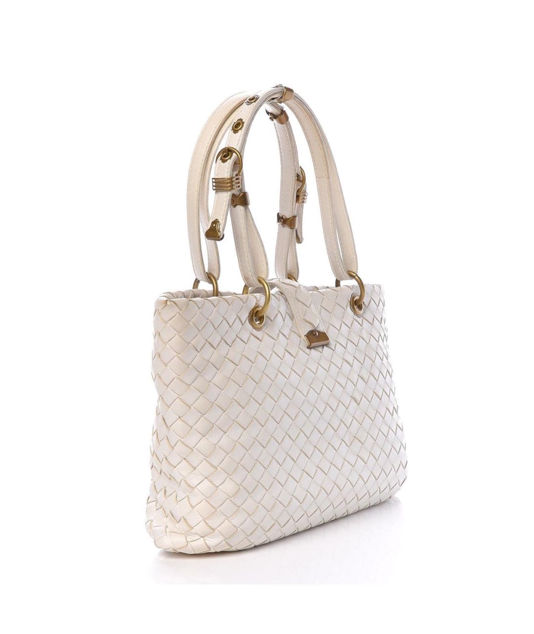 BOTTEGA VENETA Белая кожаная сумка тоут, фото 2