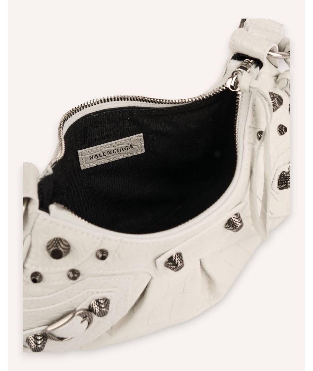 BALENCIAGA Белая кожаная сумка через плечо, фото 7
