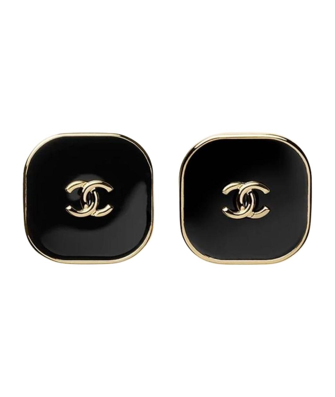 CHANEL Черные металлические серьги, фото 1