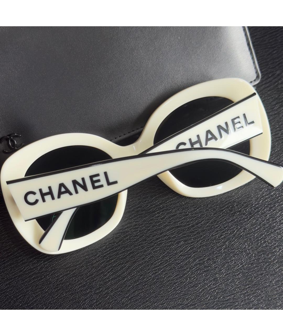 CHANEL Белые пластиковые солнцезащитные очки, фото 5