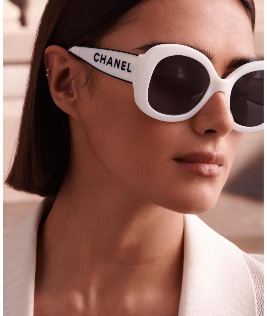 CHANEL Белые пластиковые солнцезащитные очки, фото 3