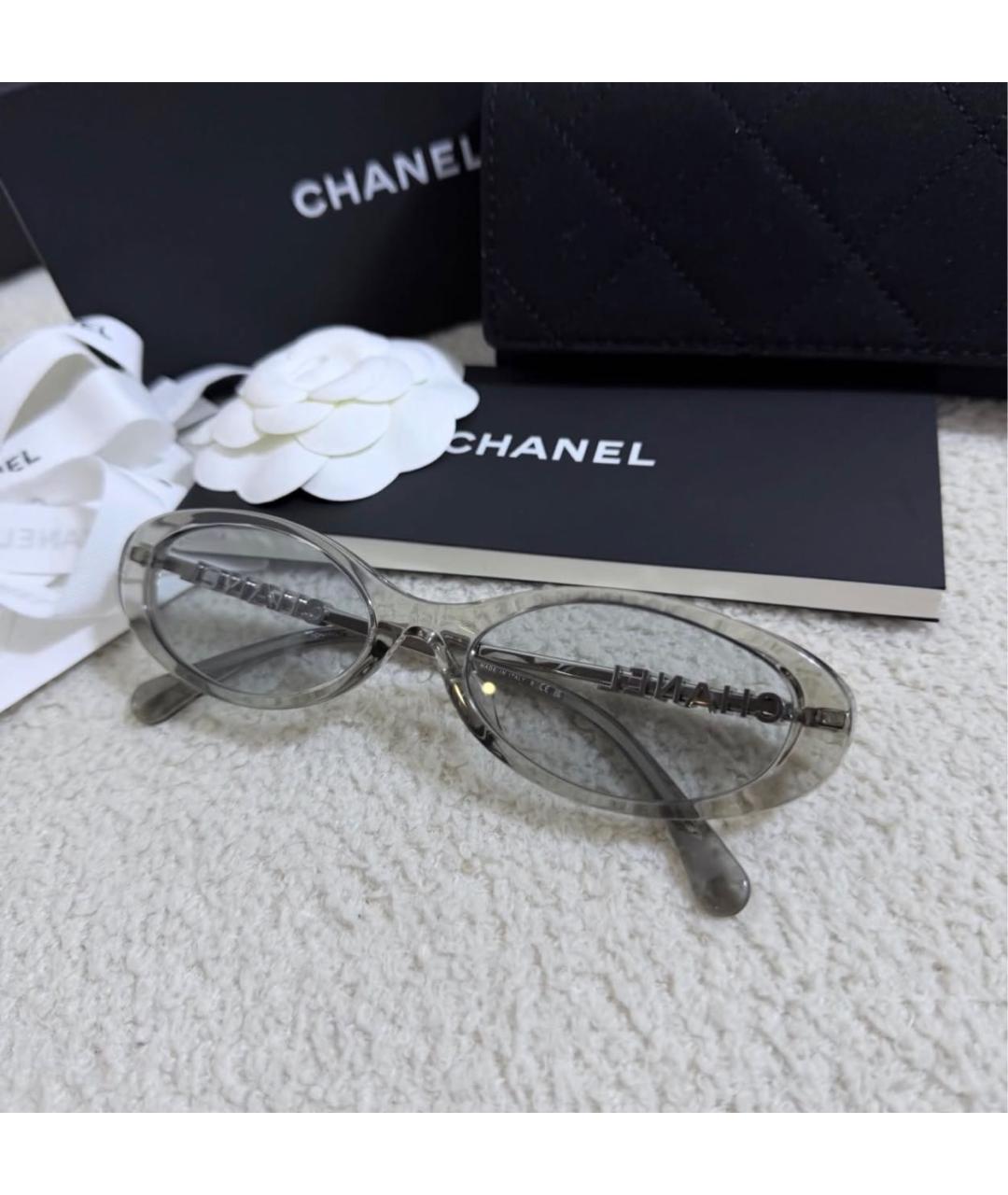 CHANEL Серые металлические солнцезащитные очки, фото 4