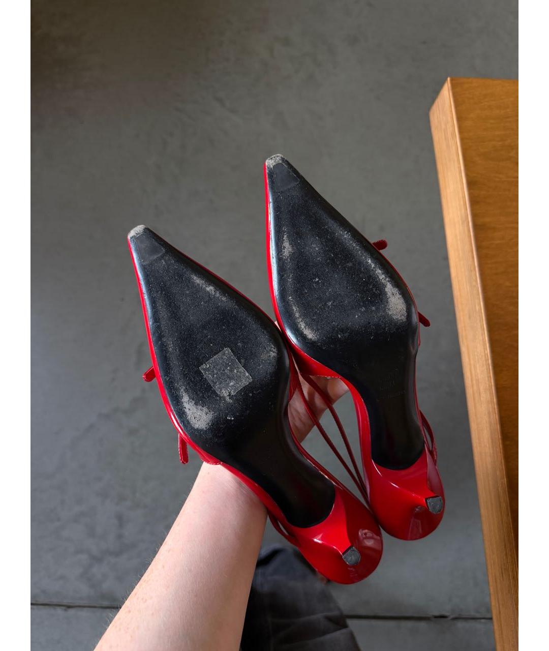 MIU MIU Красные босоножки из лакированной кожи, фото 6
