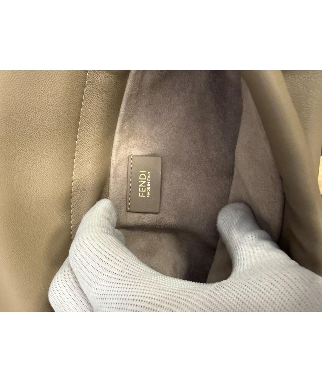 FENDI Бежевая кожаная сумка через плечо, фото 8