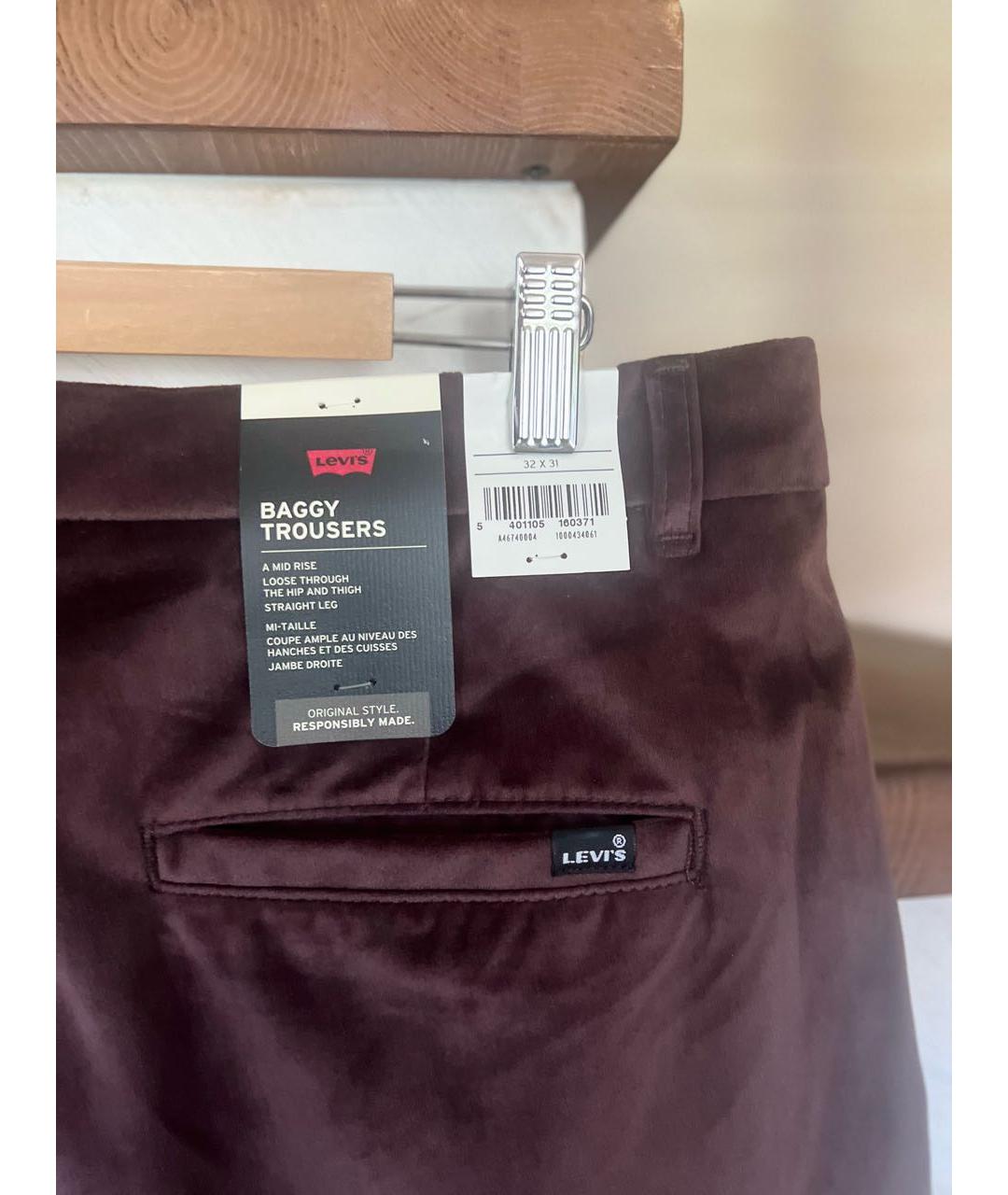 LEVI'S Коричневые бархатные брюки широкие, фото 3