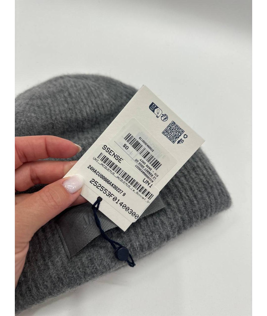 JACQUEMUS Серая шерстяная шапка, фото 4