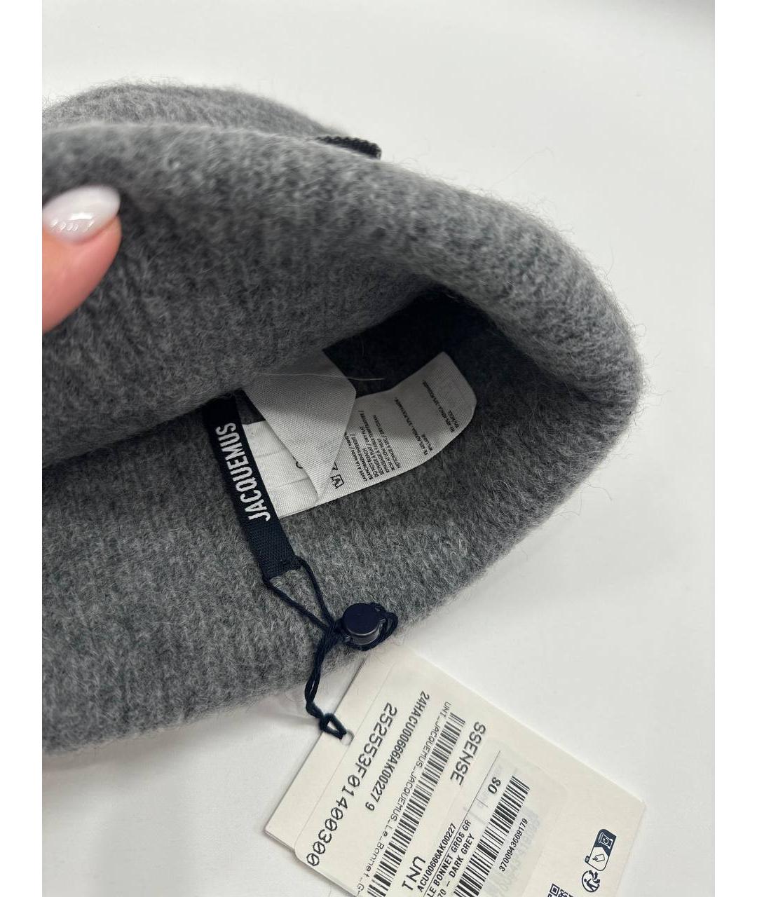 JACQUEMUS Серая шерстяная шапка, фото 3