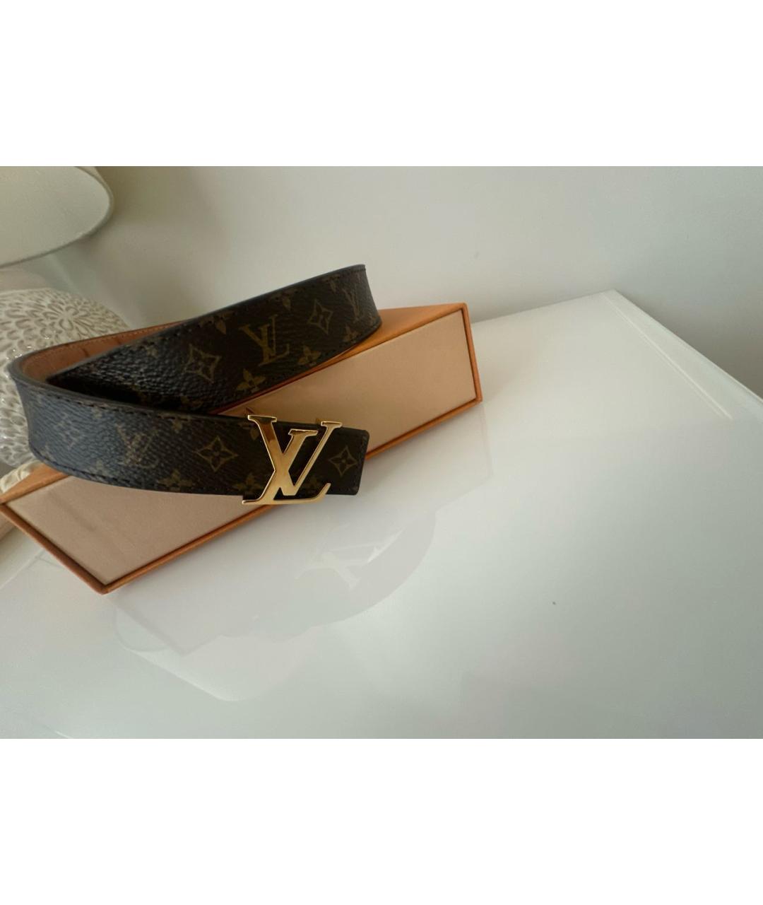 LOUIS VUITTON Коричневый кожаный ремень, фото 2
