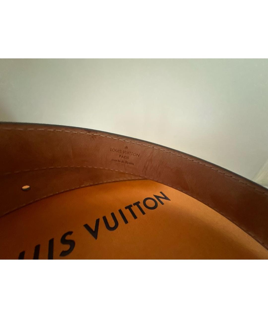 LOUIS VUITTON Коричневый кожаный ремень, фото 3