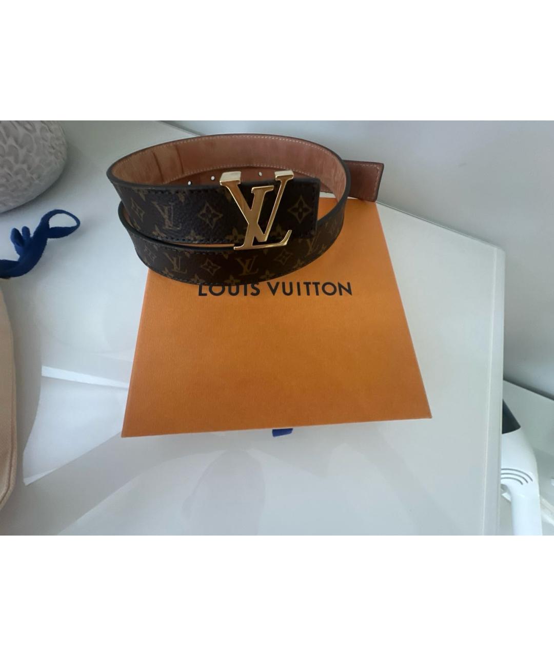 LOUIS VUITTON Коричневый кожаный ремень, фото 4