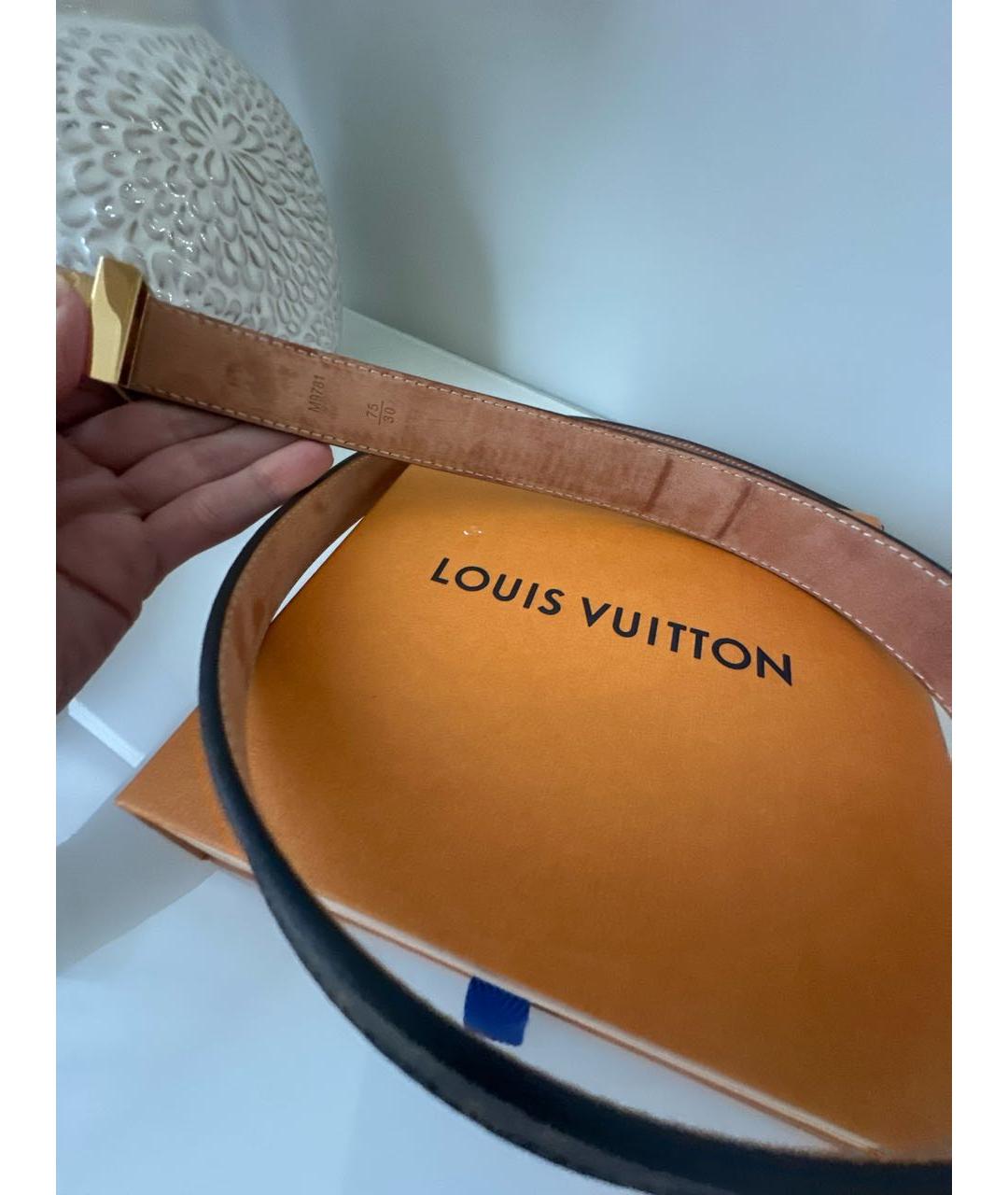 LOUIS VUITTON Коричневый кожаный ремень, фото 5