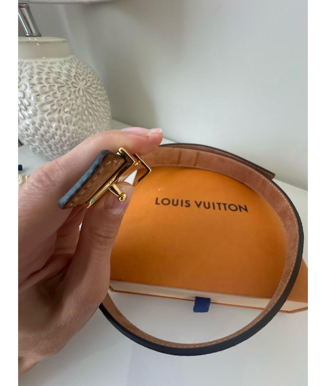 LOUIS VUITTON Коричневый кожаный ремень, фото 6